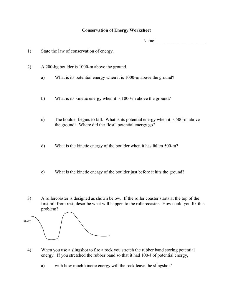 Conservation Of Energy Worksheet Answers  Soccerphysicsonline Intended For Physical Science Worksheet Conservation Of Energy 2 Answer Key
