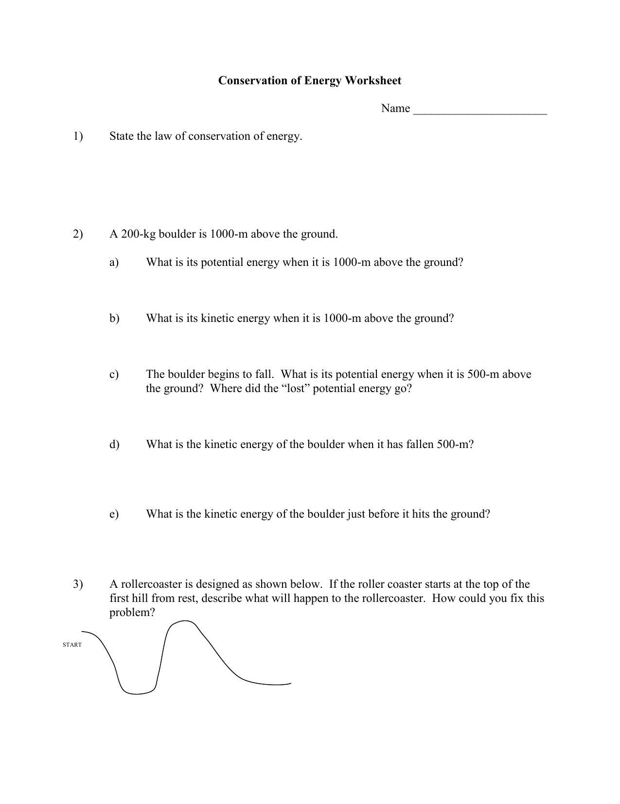 Conservation Of Energy Worksheet With Regard To Law Of Conservation Of Energy Worksheet