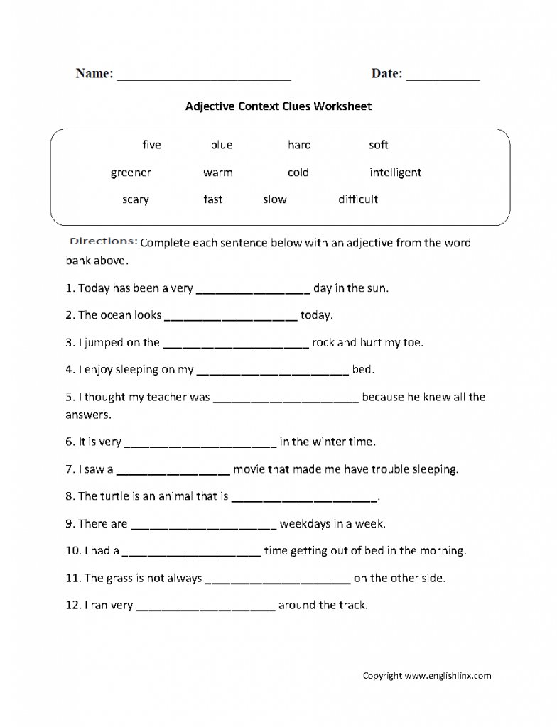 Context Clues Worksheets 4Th Grade To Free Download  Math Worksheet As Well As Context Clues Worksheets 5Th Grade
