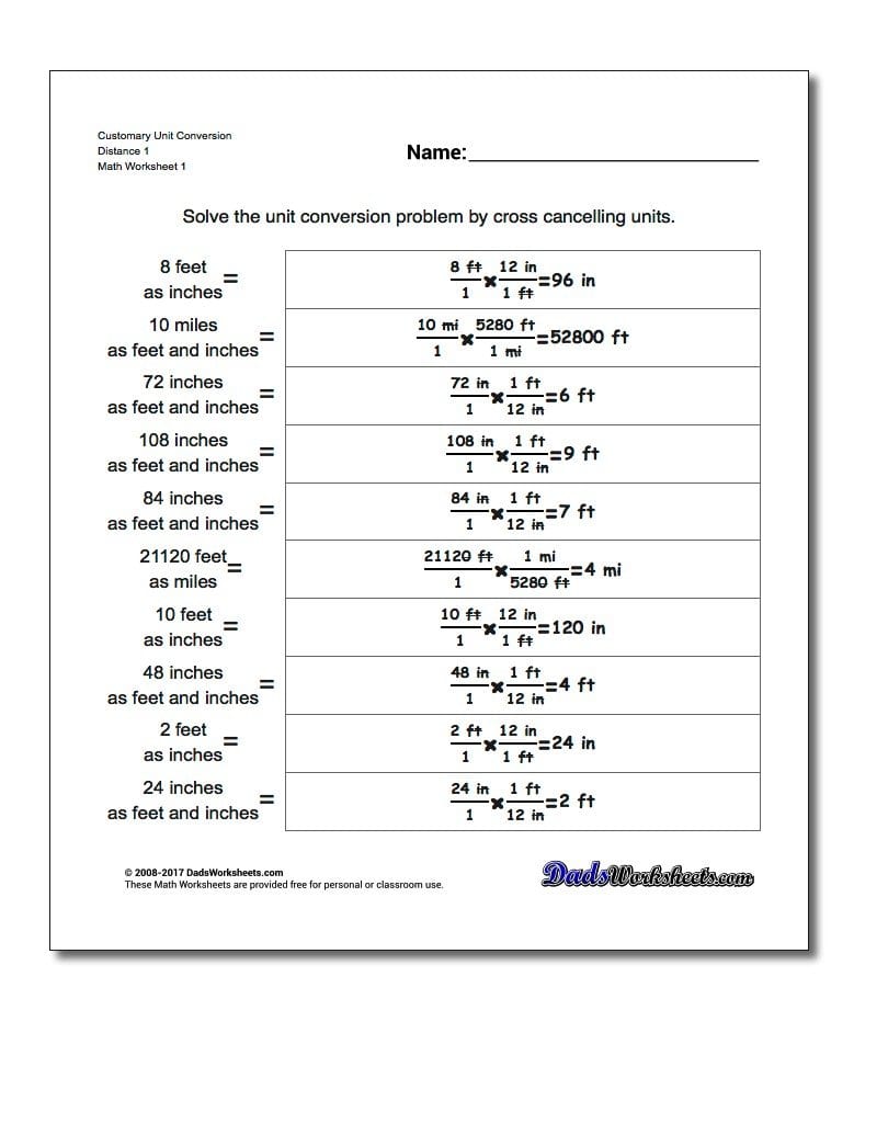 Customary Unit Conversions throughout Unit Conversion Worksheet Pdf ...