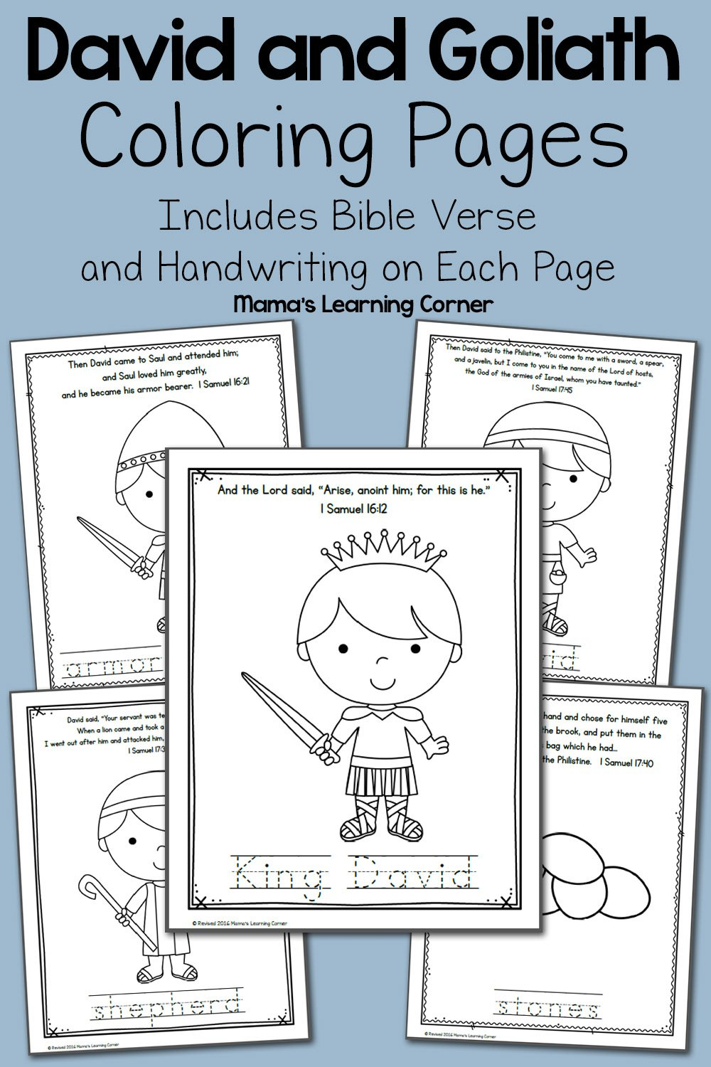 David And Goliath Bible Coloring Pages  Mamas Learning Corner In David And Goliath Worksheets Kindergarten