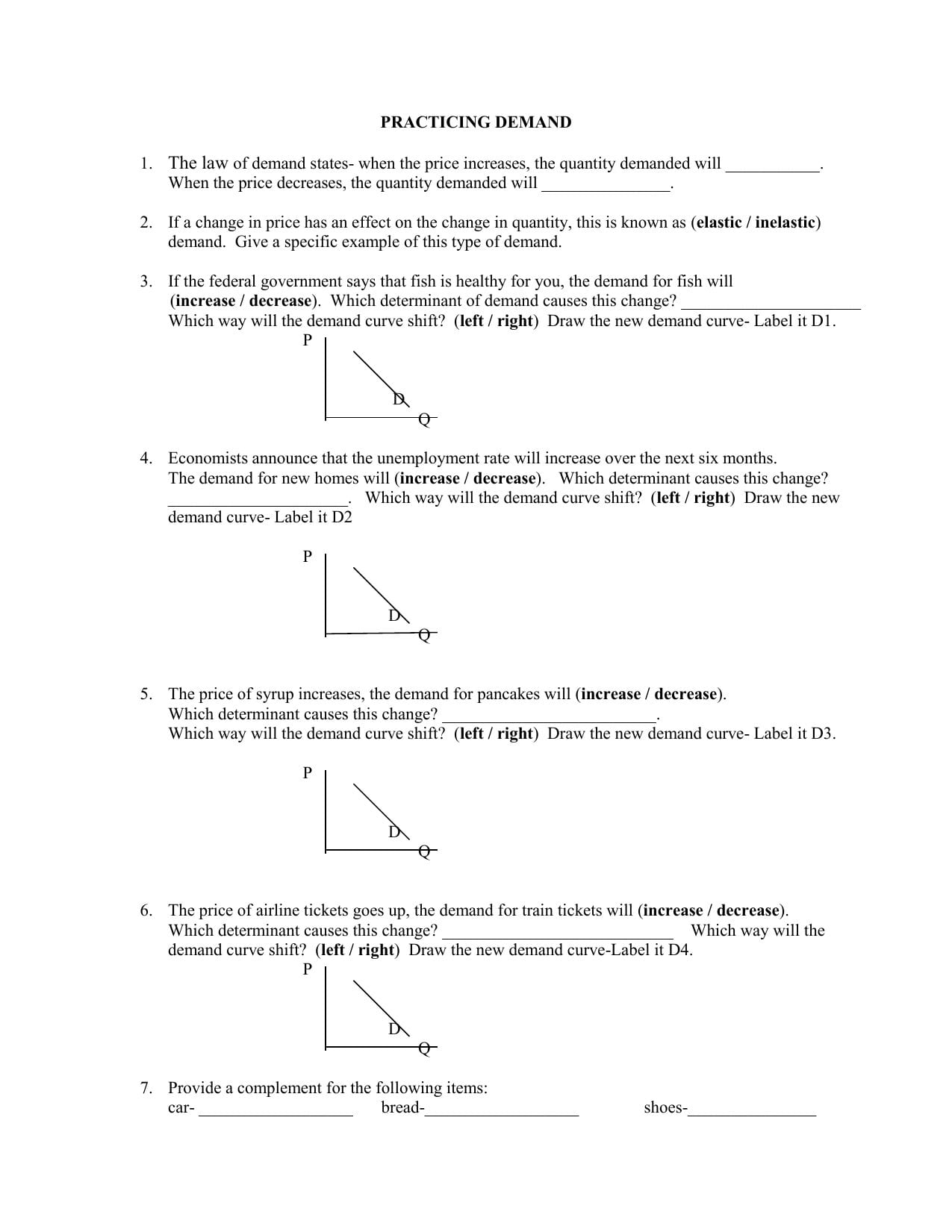 Demand Elasticity Supply And Profit Worksheet Along With Reasons For Changes In Supply Worksheet Answers