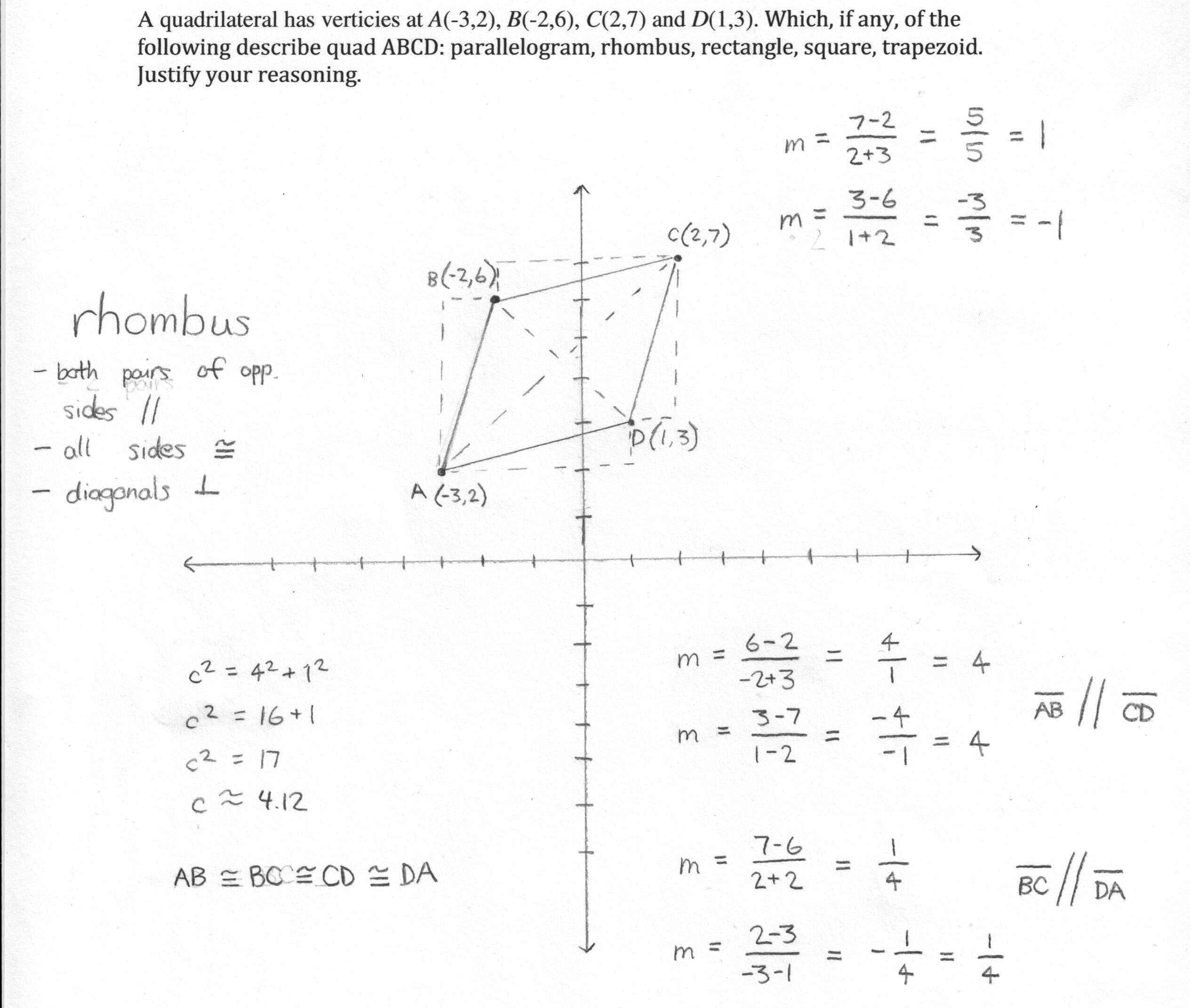 Describe The Quadrilateral Students Are Given The Coordinates Of The In Classifying Quadrilaterals Worksheet