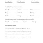 Direct And Inverse Variation Mixed Review For Direct And Inverse Variation Worksheet With Answers