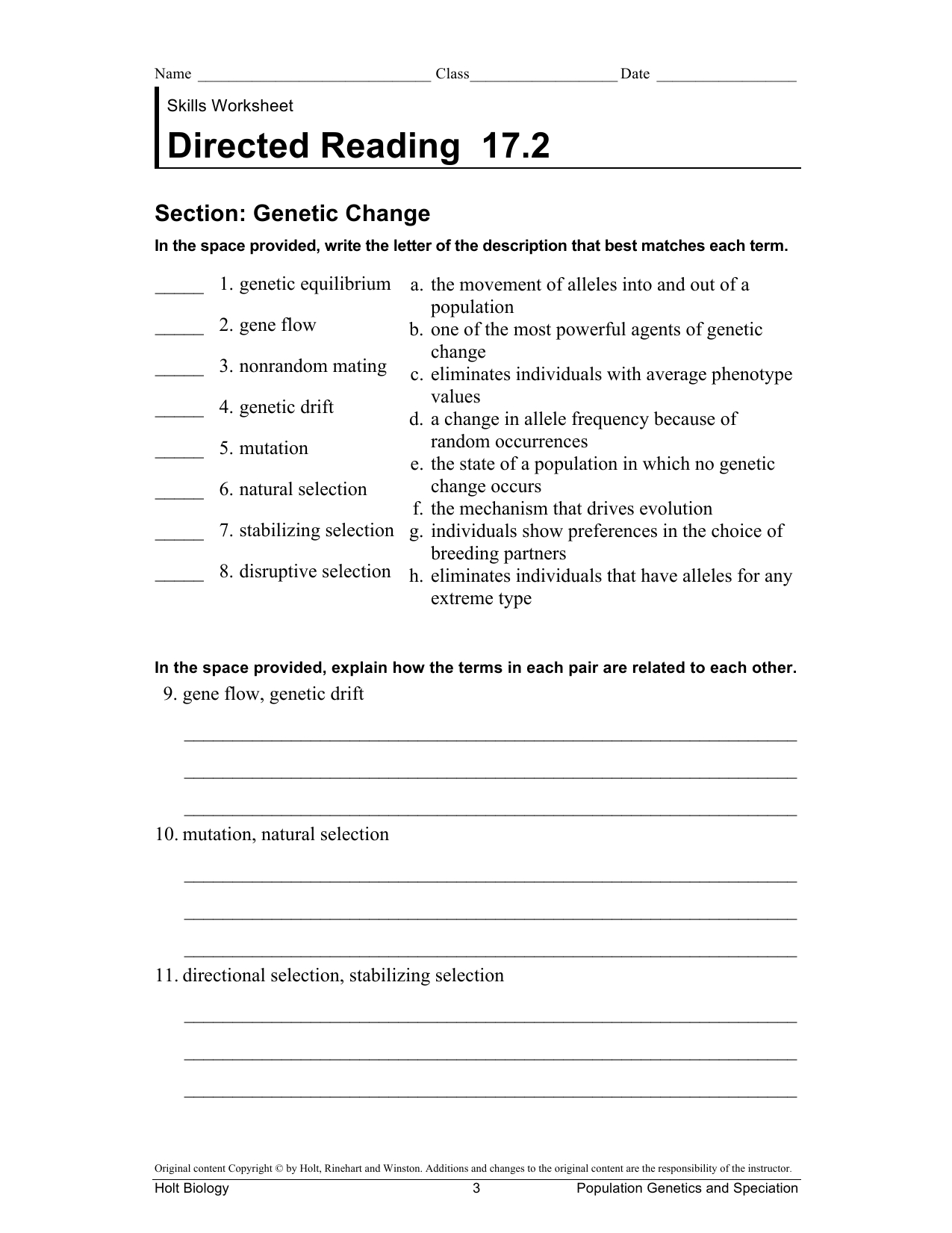 Directed Reading 172  Blair Community Schools For Skills Worksheet Directed Reading