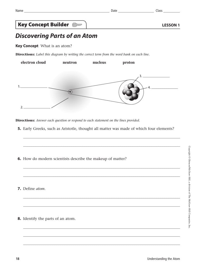 Discovering Parts Of An Atom In Parts Of An Atom Worksheet Answers