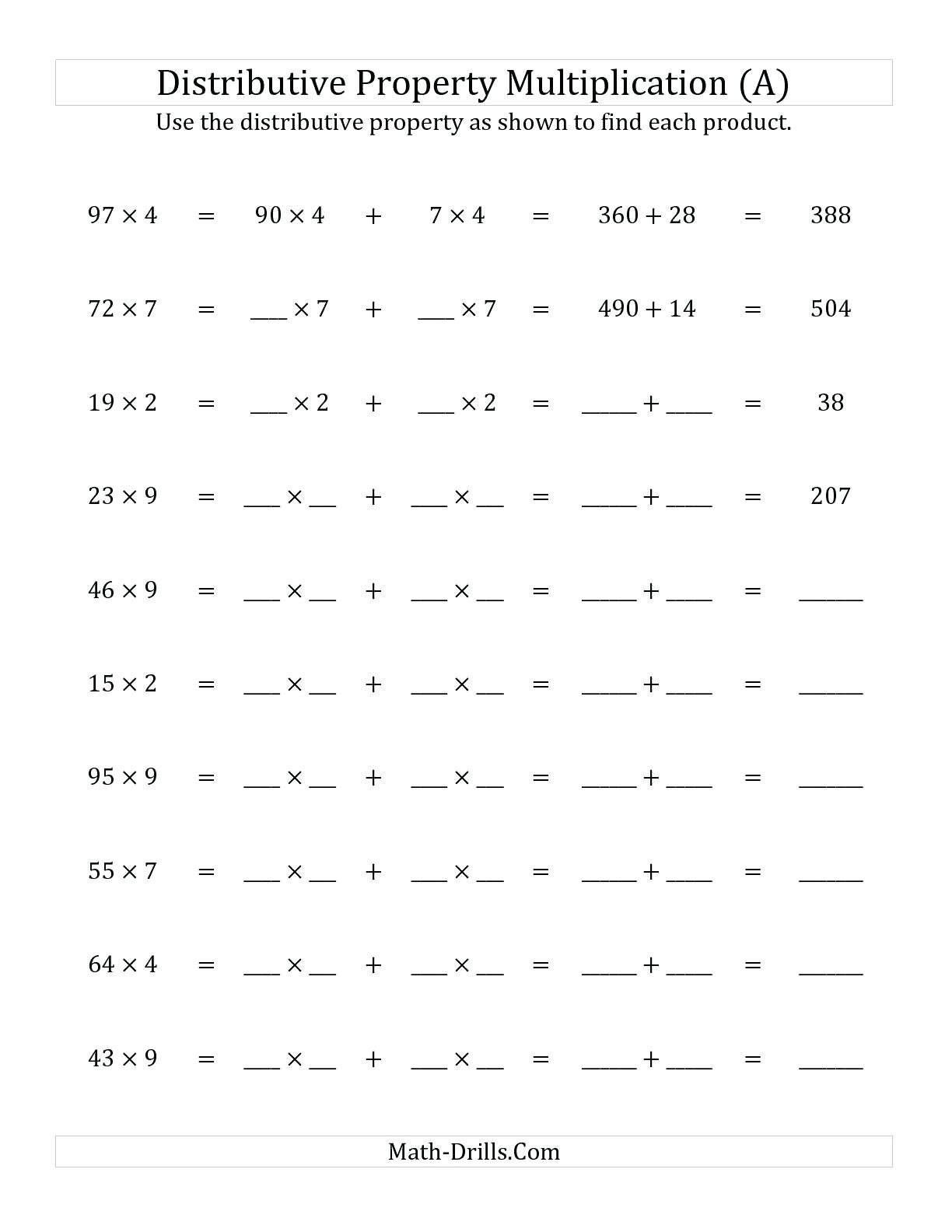 Distributive Property Of Multiplication Worksheets Math – Upskillclub Together With Distributive Property Of Multiplication Worksheets