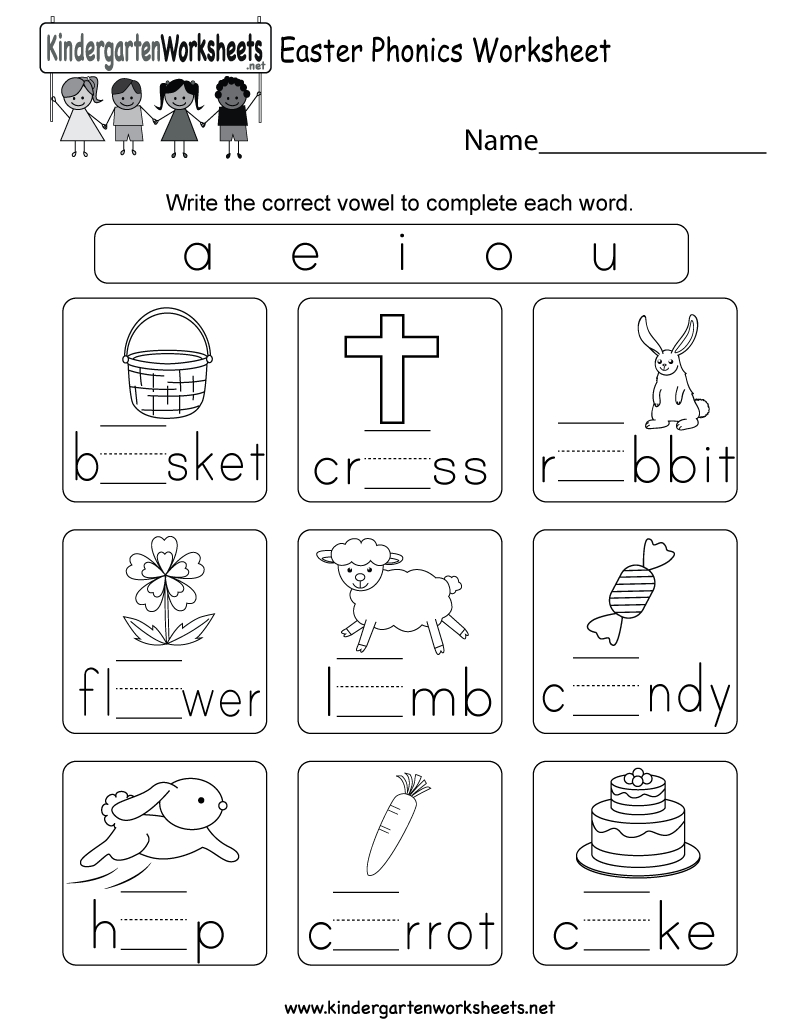 Easter Phonics Worksheet  Free Kindergarten Holiday Worksheet For Kids As Well As Kindergarten Phonics Worksheets