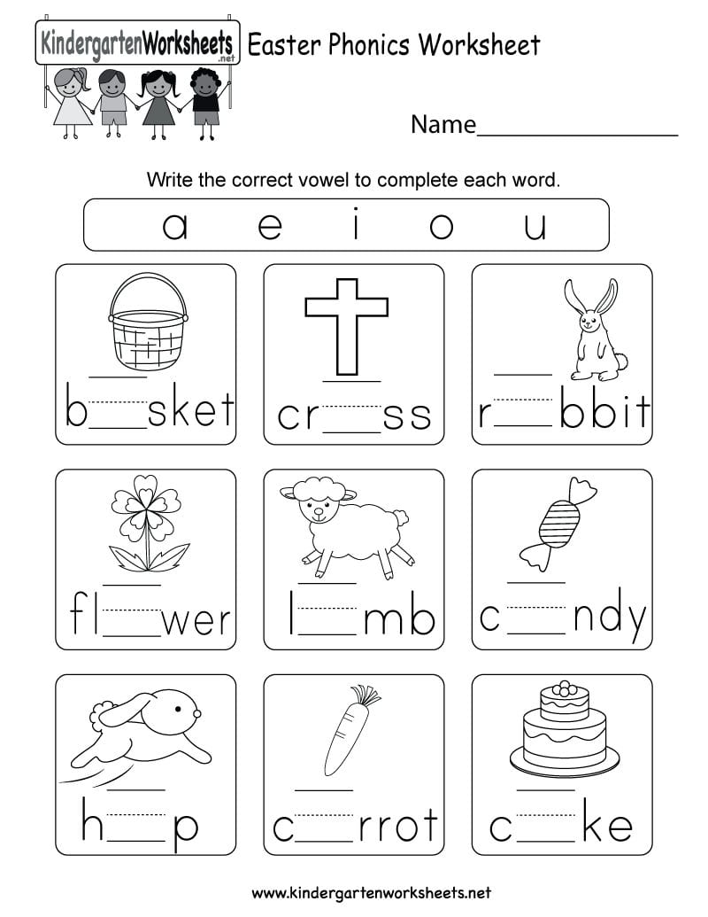Easter Phonics Worksheet  Free Kindergarten Holiday Worksheet For Kids For Phonics Worksheets For Adults Pdf