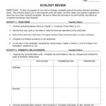 Ecology Review Inside Chapter 2 Principles Of Ecology Worksheet Answers