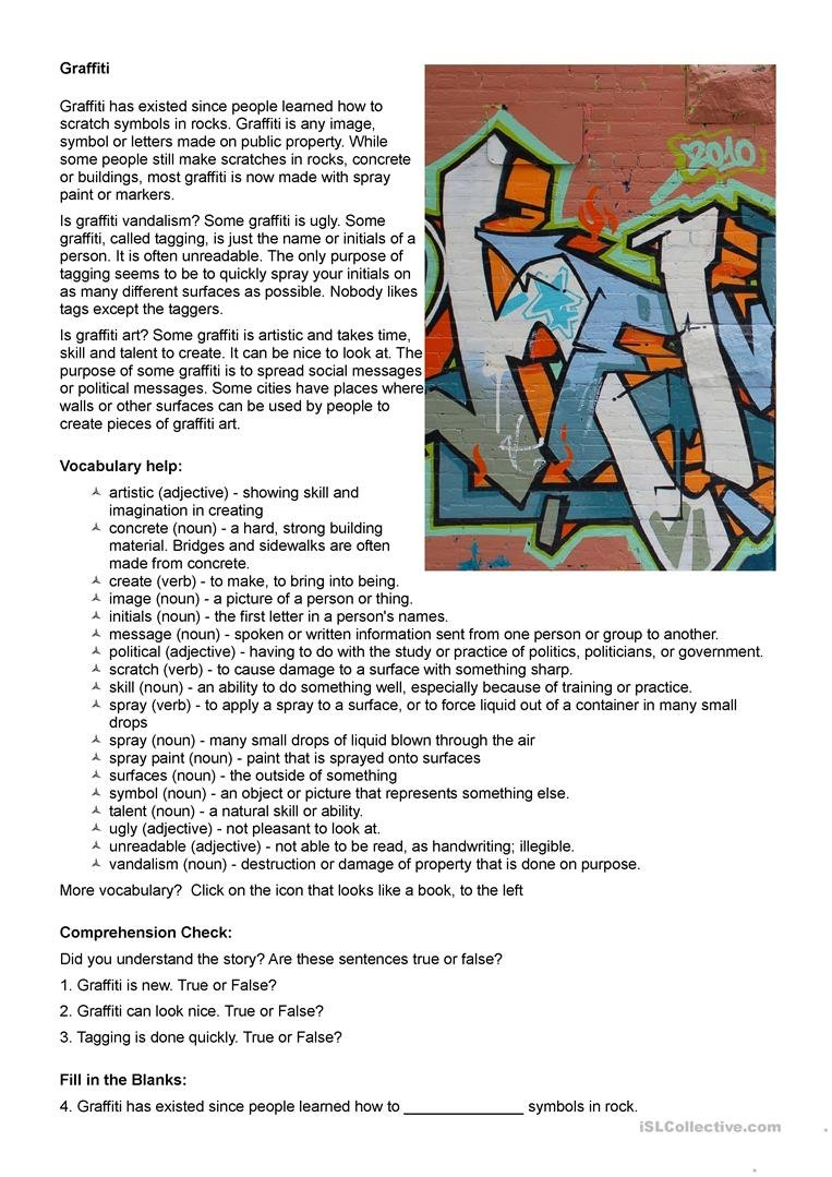 English Esl Ted Talk Worksheets  Most Downloaded 34 Results Or Graffiti Worksheet Answers
