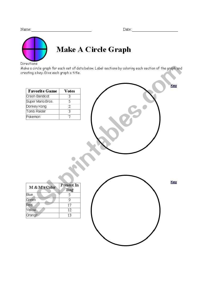 English Worksheets Circle Graph Or Circle Graph Worksheets
