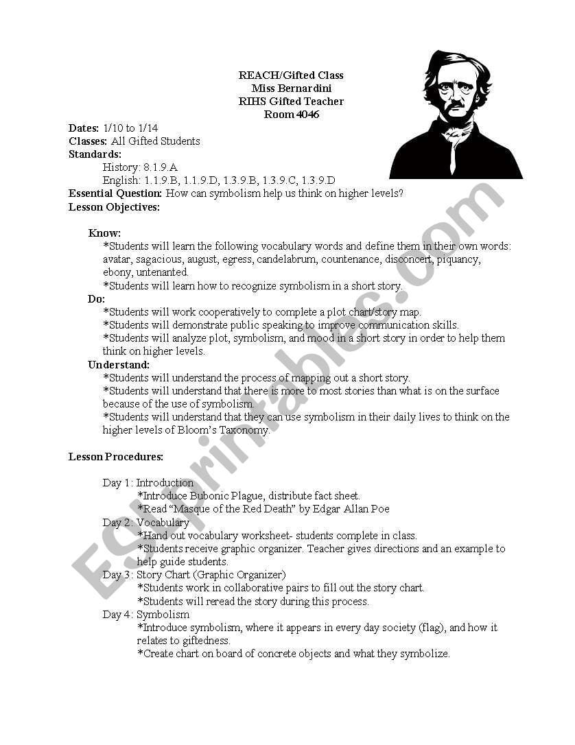 English Worksheets Masque Of The Red Death Lesson Plan As Well As Masque Of The Red Death Worksheet