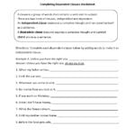 Englishlinx  Clauses Worksheets For Subordinate Clause Worksheet