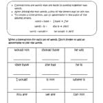 Englishlinx  Contractions Worksheets Within Free Contraction Worksheets