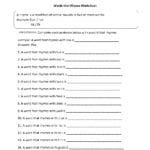 Englishlinx  Rhyming Worksheets And Rhyming Worksheets For Preschoolers