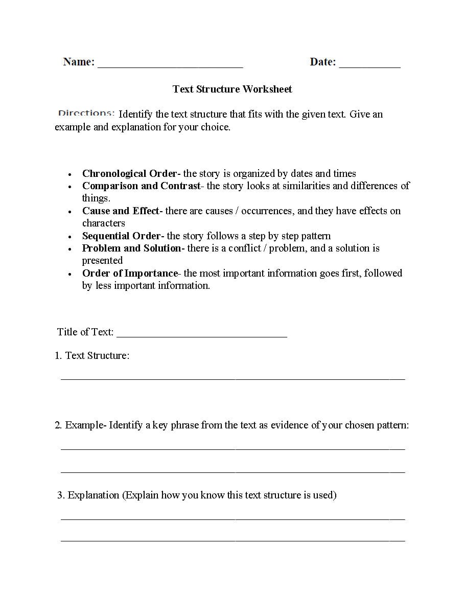 Englishlinx  Text Structure Worksheets With Identifying Text Structure Worksheets