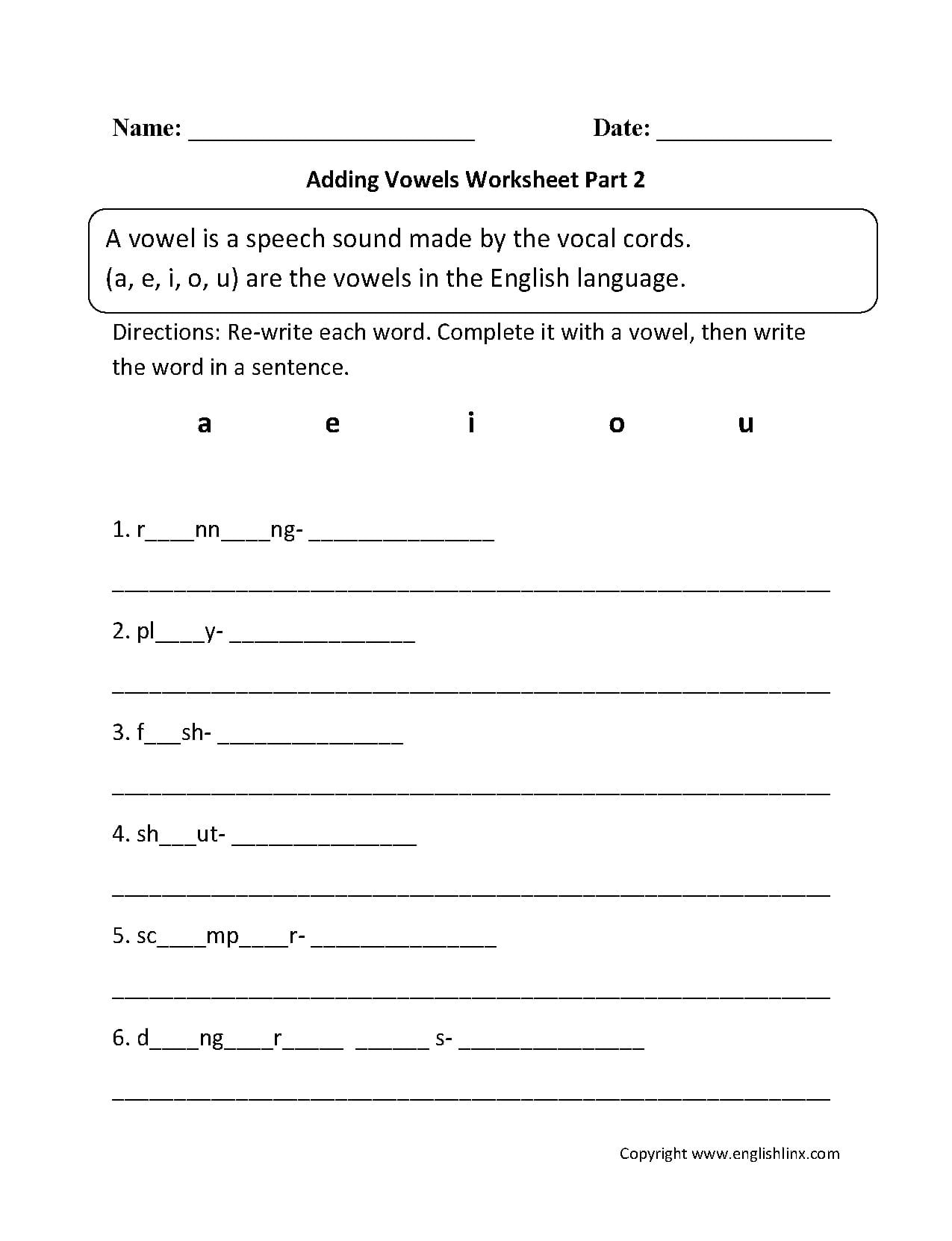 Englishlinx  Vowels Worksheets Along With Mark The Vowels Worksheet