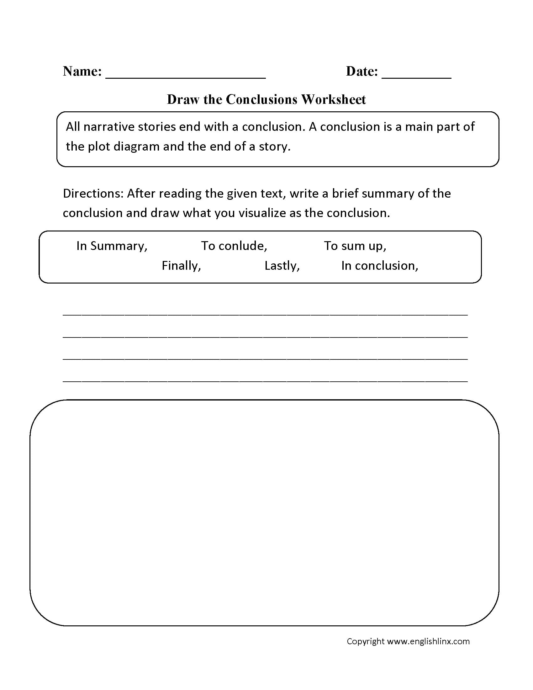 Englishlinx  Writing Conclusions Worksheets And 3Rd Grade Essay Writing Worksheet