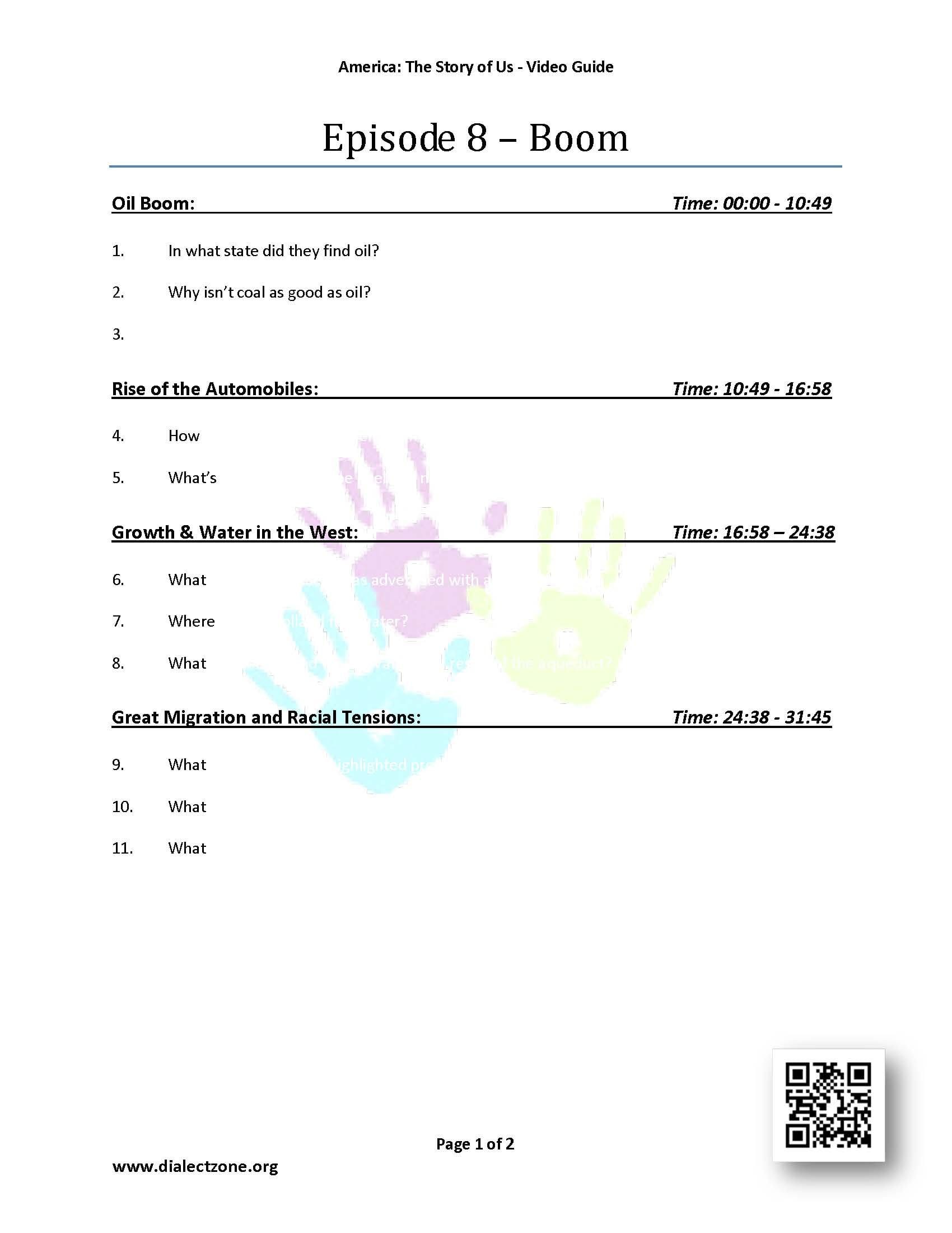 Episode 8  Boom  Worksheet Atsouep8  199  Dialect Zone Together With America The Story Of Us Boom Worksheet