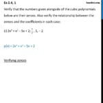 Ex 24 1 Optional  Verify Numbers Are Zeroes Of Cubic Polynomials Also Factoring Polynomials Finding Zeros Of Polynomials Worksheet Answers
