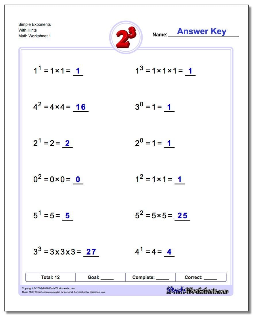 Exponents Worksheets Regarding Exponents Worksheets 6Th Grade