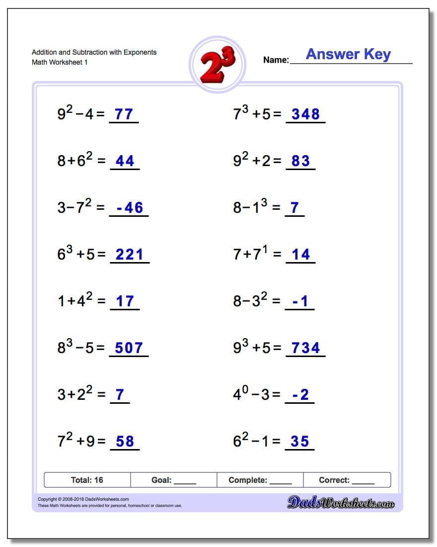 Exponents Worksheets With Regard To Exponents Worksheets 6Th Grade