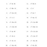 Factoring Quadratic Expressions With 'a' Coefficients Of 1 A Inside Worksheet Factoring Trinomials Answers Key