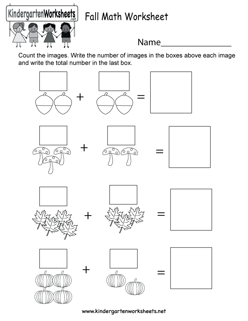 Fall Math Worksheet  Free Kindergarten Seasonal Worksheet For Kids With Regard To Fall Worksheets For Kindergarten