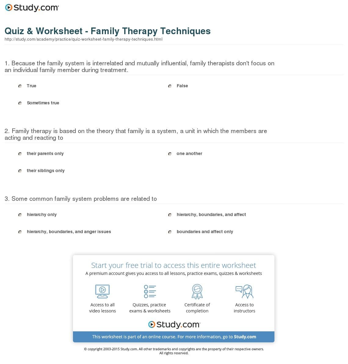 Family Therapy Worksheets  Yooob Or Family Therapy Worksheets
