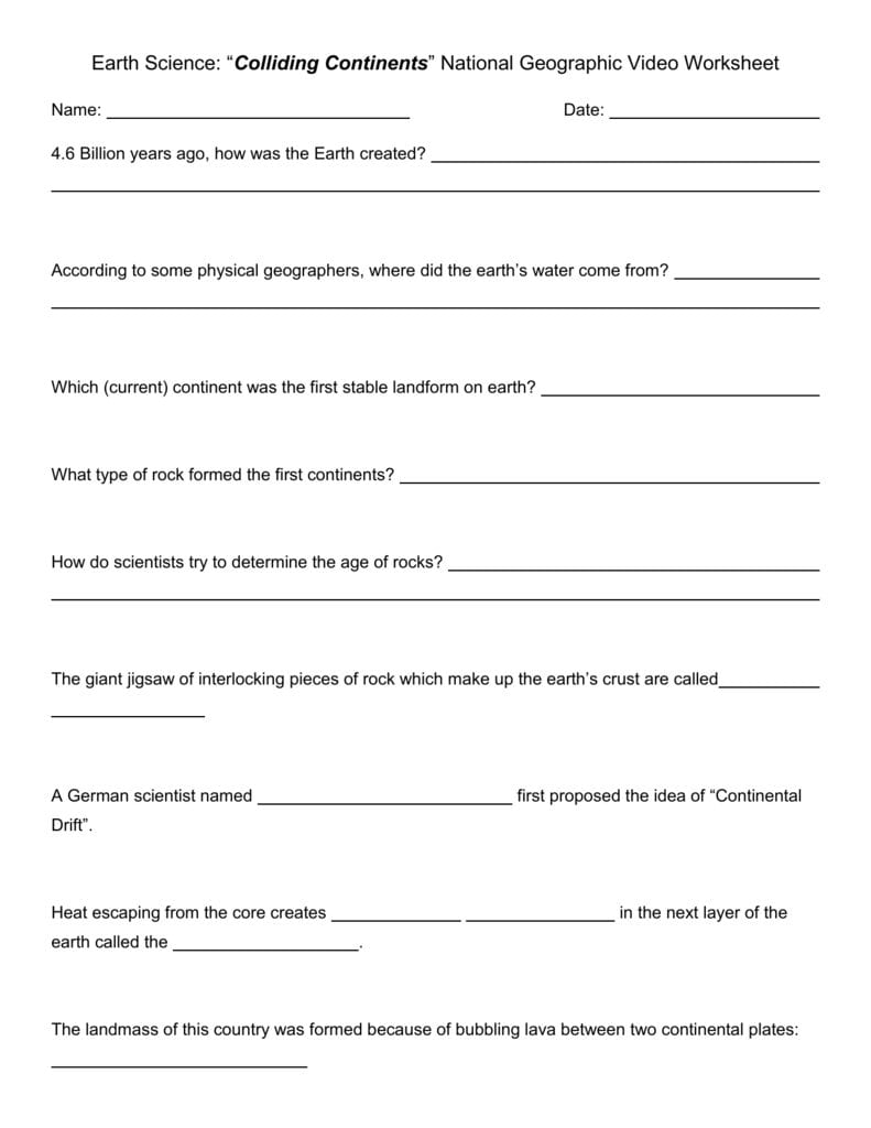File Also National Geographic Colliding Continents Worksheet Answers