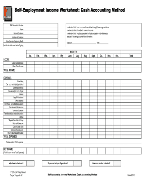Fillable Online Selfemployment Income Worksheet Cash Accounting Also Self Employed Income Worksheet
