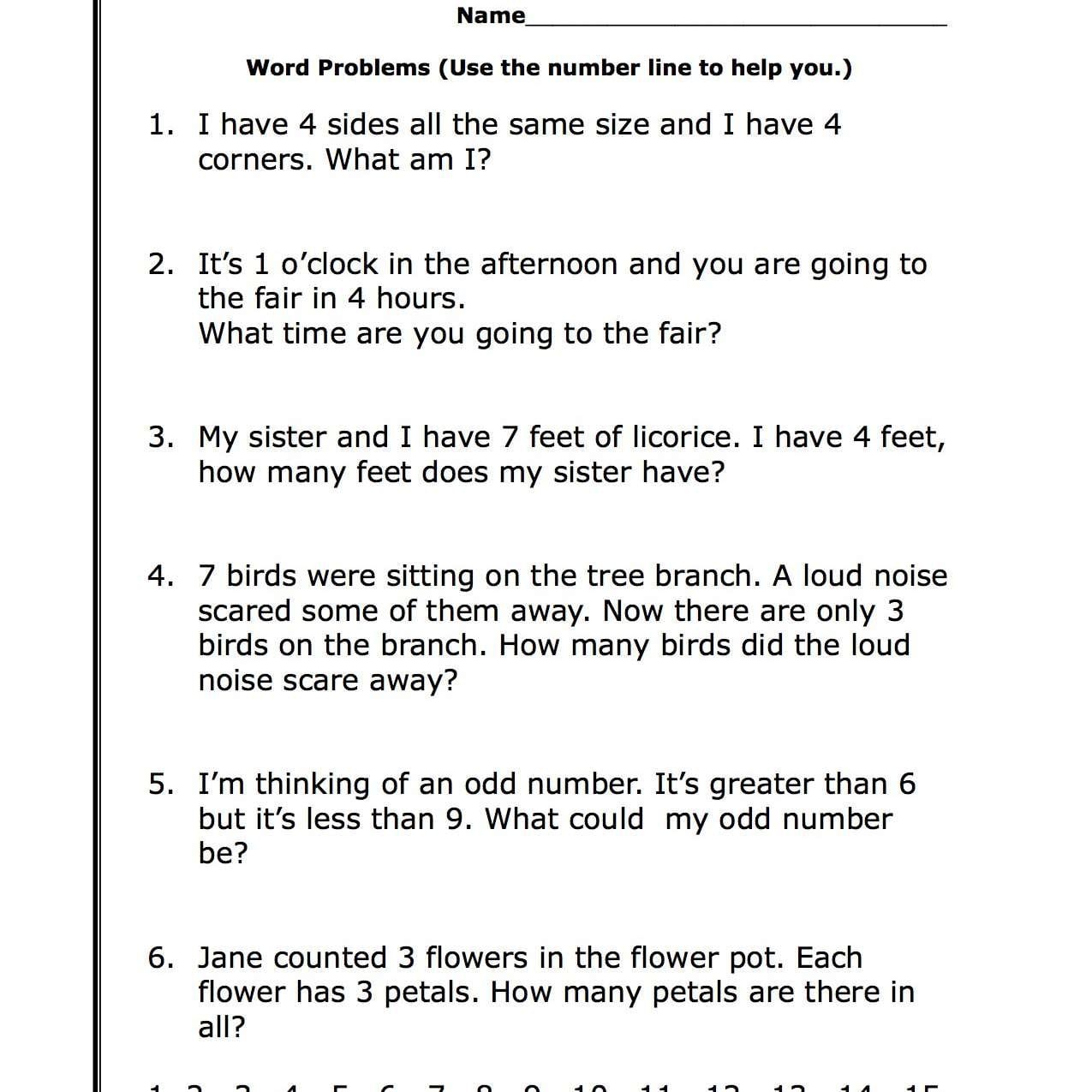 First Grade Math Word Problems And 6Th Grade Math Word Problems Worksheets Pdf