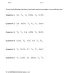 Fractions Decimals And Percents Worksheets 6Th Grade Fractions Together With 6Th Grade Percent Worksheets