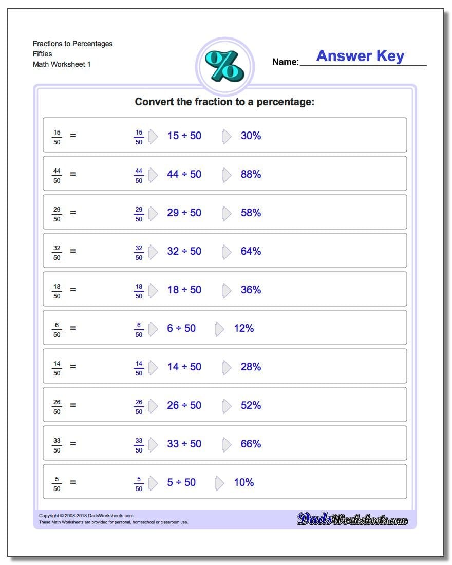 Fractions To Percentages Together With Converting Fractions Decimals And Percents Worksheets
