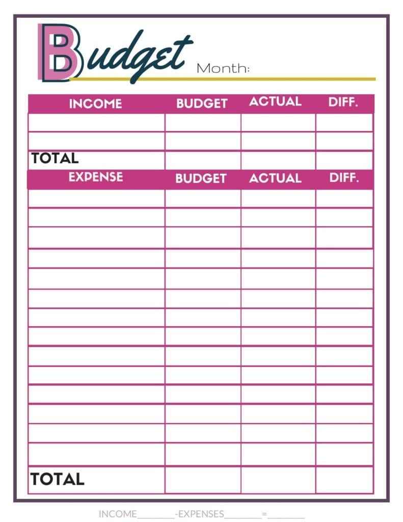 Free Budget Worksheets  Single Moms Income As Well As Blank Budget Worksheet