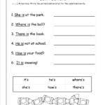Free Contractions Worksheets And Printouts Regarding Free Contraction Worksheets