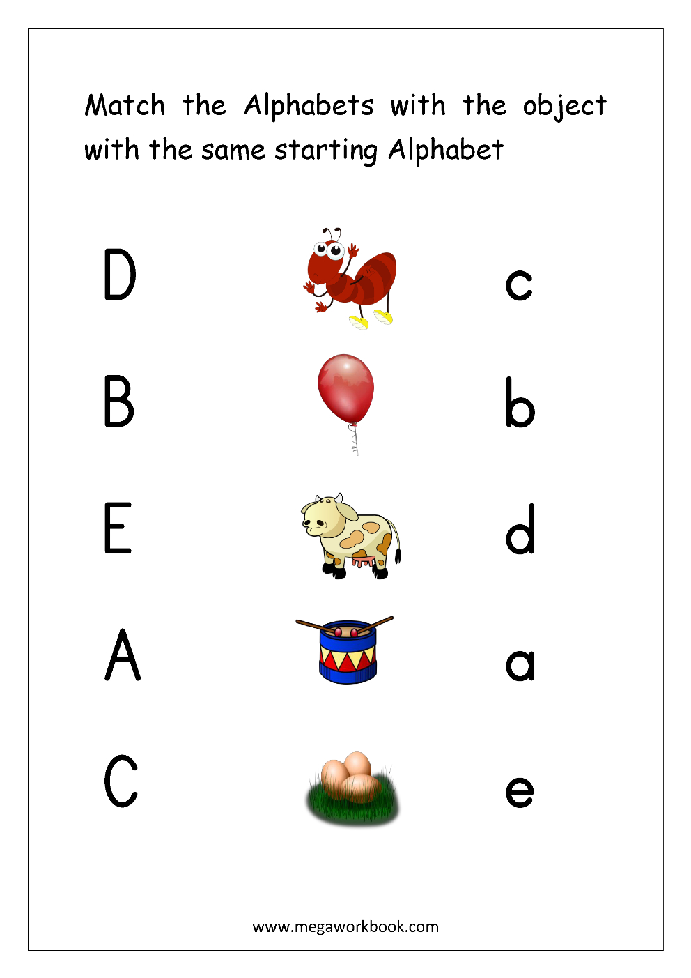 Free English Worksheets  Alphabet Matching  Megaworkbook For Alphabet Matching Worksheets