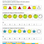 Free Kindergarten Worksheets Spot The Patterns As Well As Pattern Worksheets For Preschool