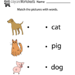 Free Learning The Names Of Animals Worksheet For Preschool Together With Preschool Reading Worksheets