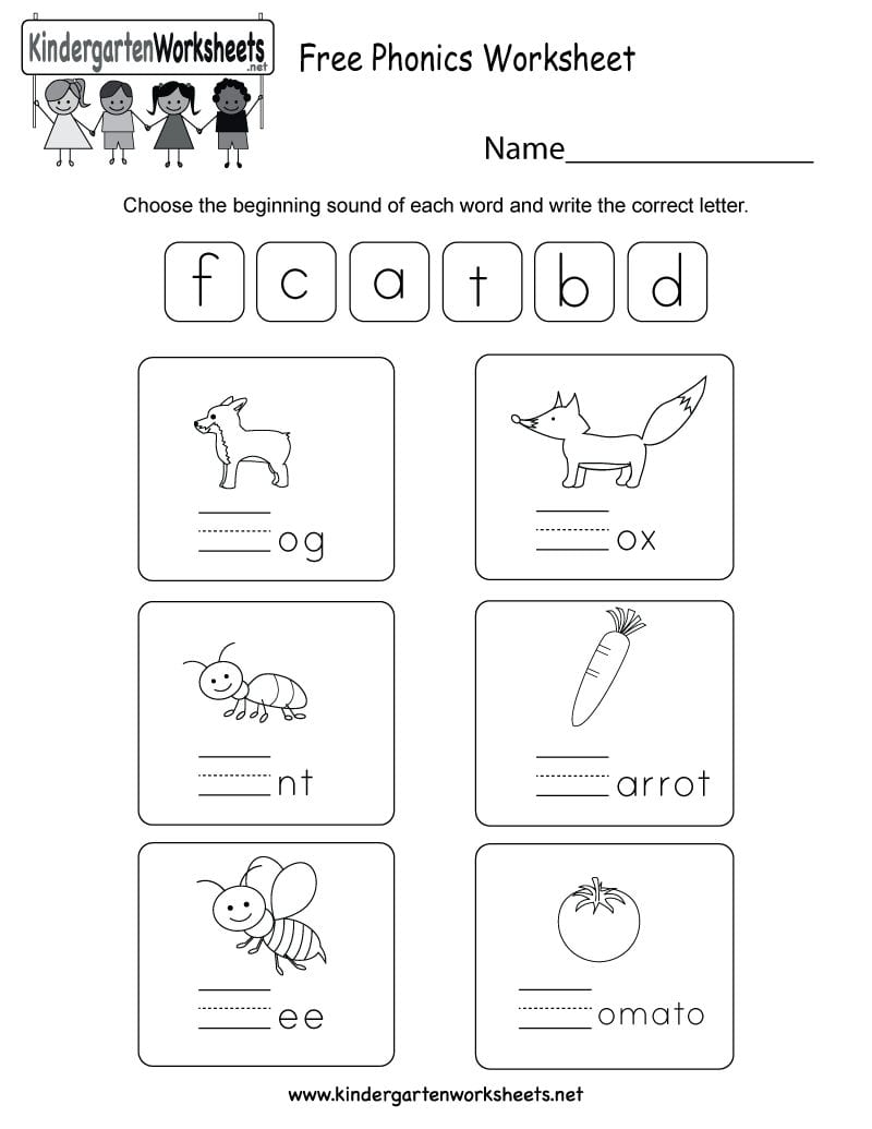Free Phonics Worksheet  Free Kindergarten English Worksheet For Kids Also Worksheet On Phonics For Kindergarten