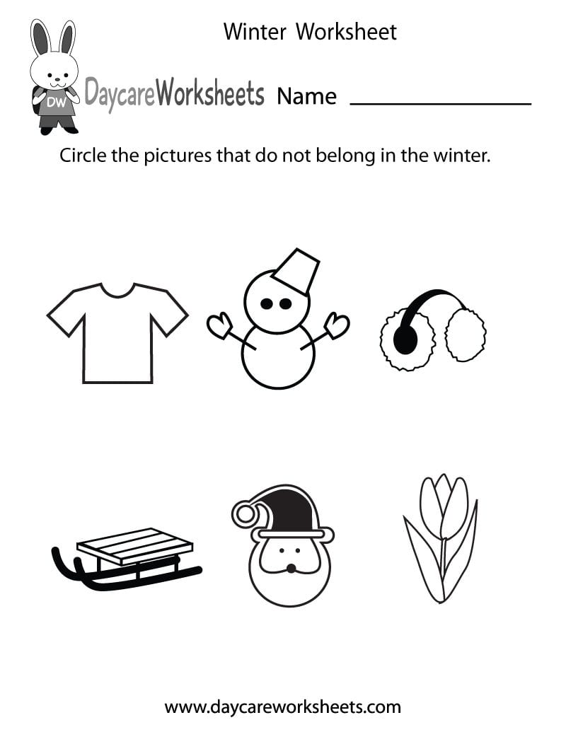 Free Preschool Winter Worksheet For Winter Worksheets For Preschoolers