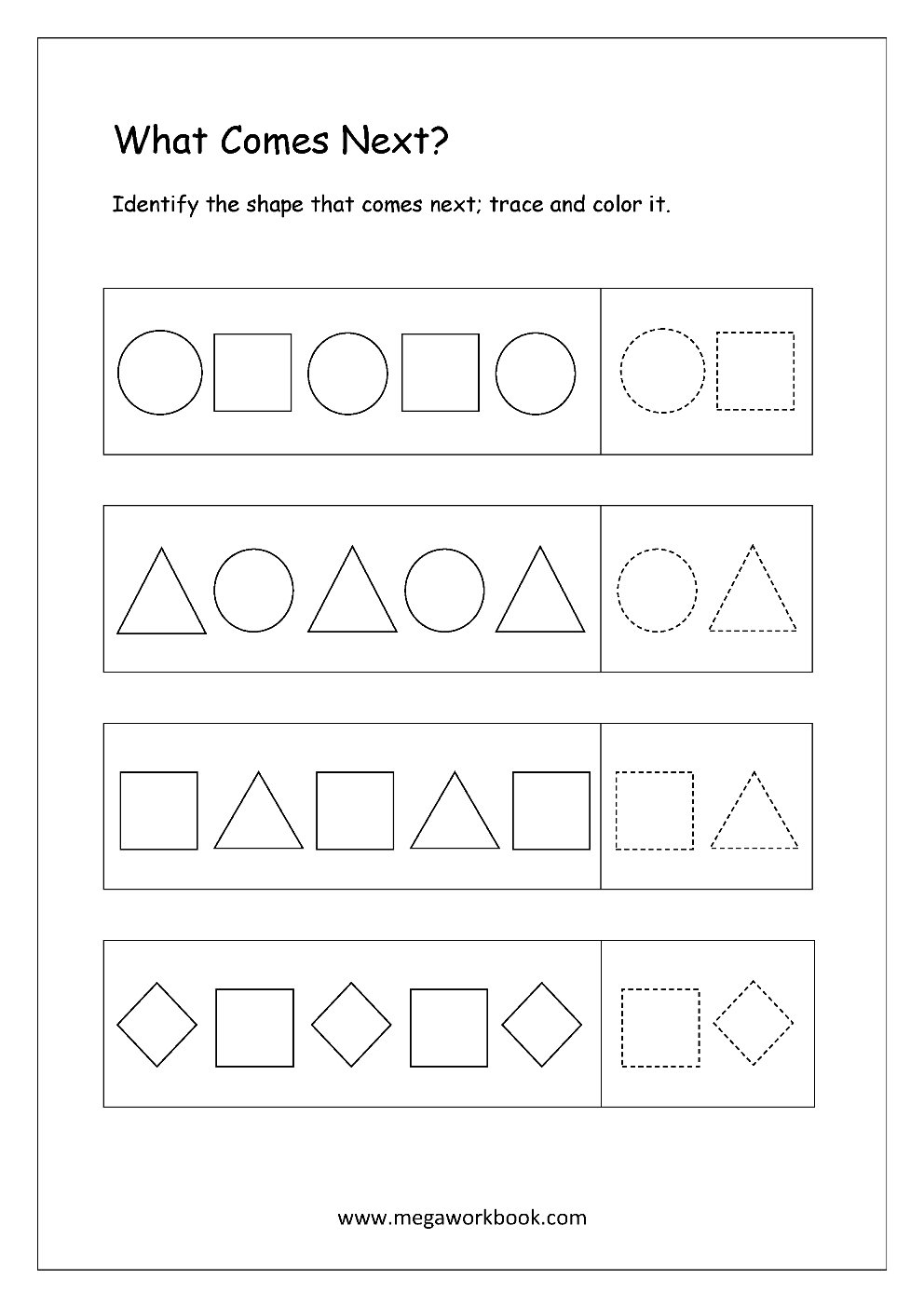 Free Printable Colors Shapes And Pattern Worksheets For Preschool As Well As Pattern Worksheets For Preschool
