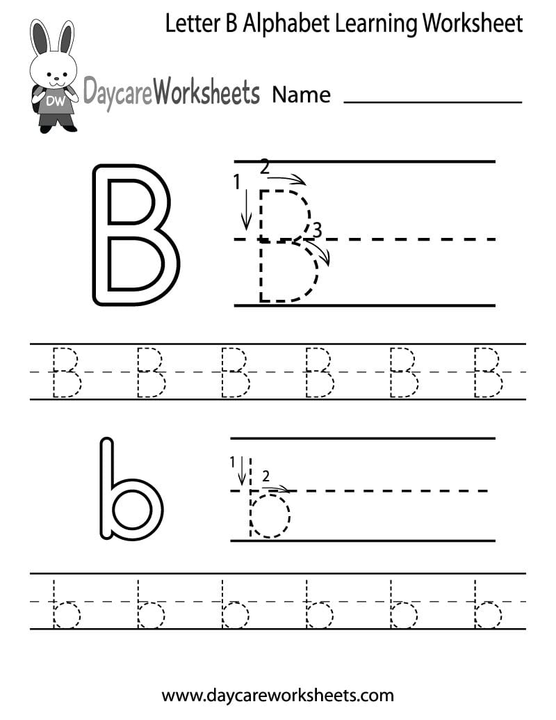 Free Printable Letter B Alphabet Learning Worksheet For Preschool With Letter B Worksheets