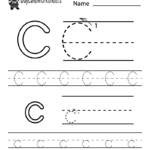 Free Printable Letter C Alphabet Learning Worksheet For Preschool Within Learn To Write Kindergarten Worksheets