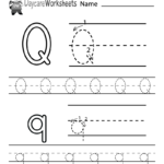 Free Printable Letter Q Alphabet Learning Worksheet For Preschool Throughout Preschool Learning Worksheets