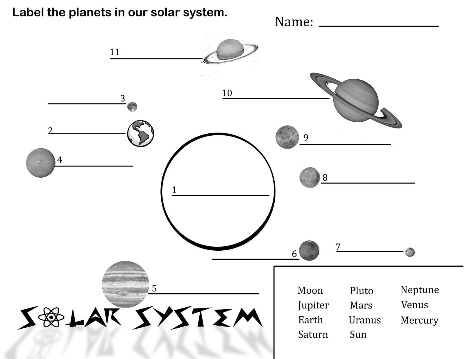 Solar System Worksheets Excelguider