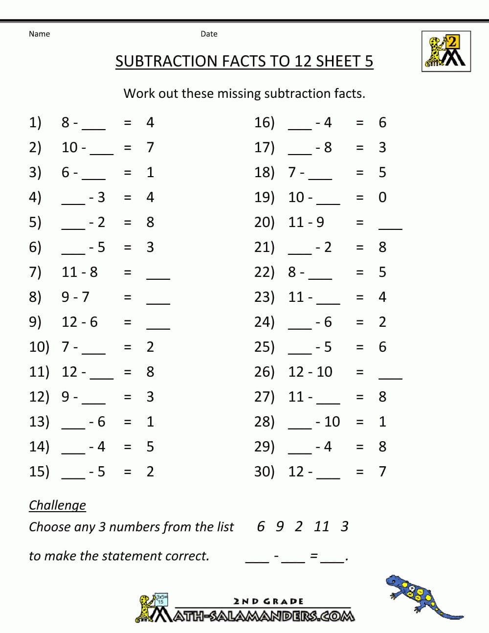 Free Subtraction Worksheets To 12 And 12Th Grade Math Worksheets