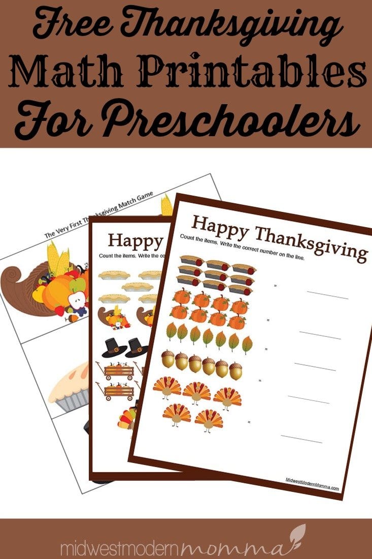 Free Thanksgiving Worksheets For Preschool Math Also Thanksgiving Worksheets For Preschoolers