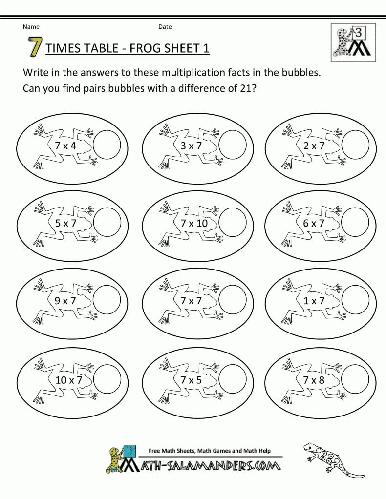 Free Times Table Worksheets  7 Times Table And Fun Multiplication Practice Worksheets